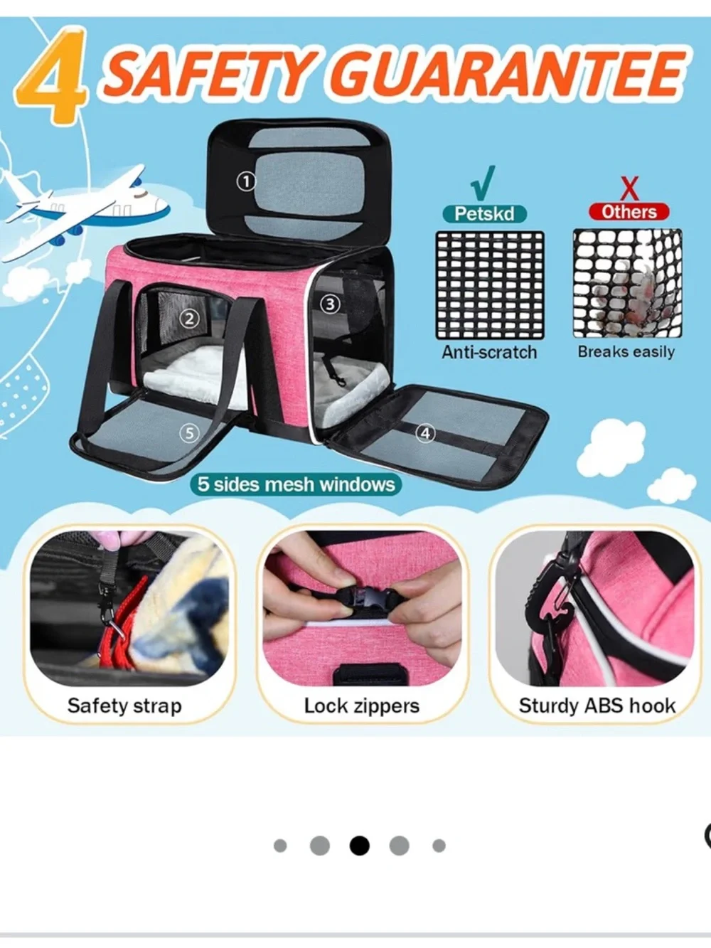 Pink Petskd pet carrier with expandable top for air travel New with tags